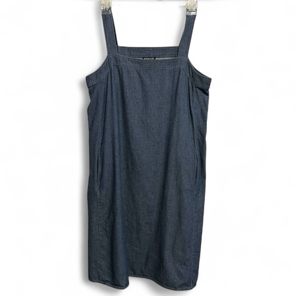 Eileen Fisher Airy Organic Cotton Twill Square Neck Dress Size L - Picture 2 of 7